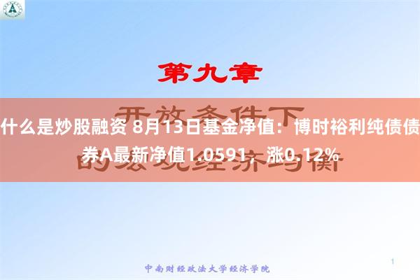 什么是炒股融资 8月13日基金净值：博时裕利纯债债券A最新净值1.0591，涨0.12%