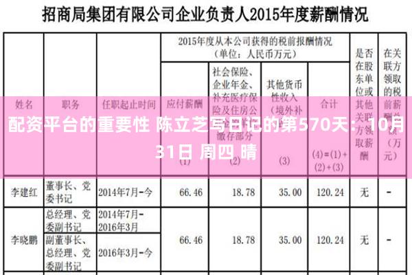 配资平台的重要性 陈立芝写日记的第570天：10月31日 周四 晴