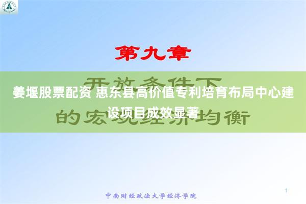 姜堰股票配资 惠东县高价值专利培育布局中心建设项目成效显著